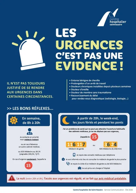 Affiche « Les urgences, c’est pas une évidence » : les bons réflexes avant de se rendre aux urgences